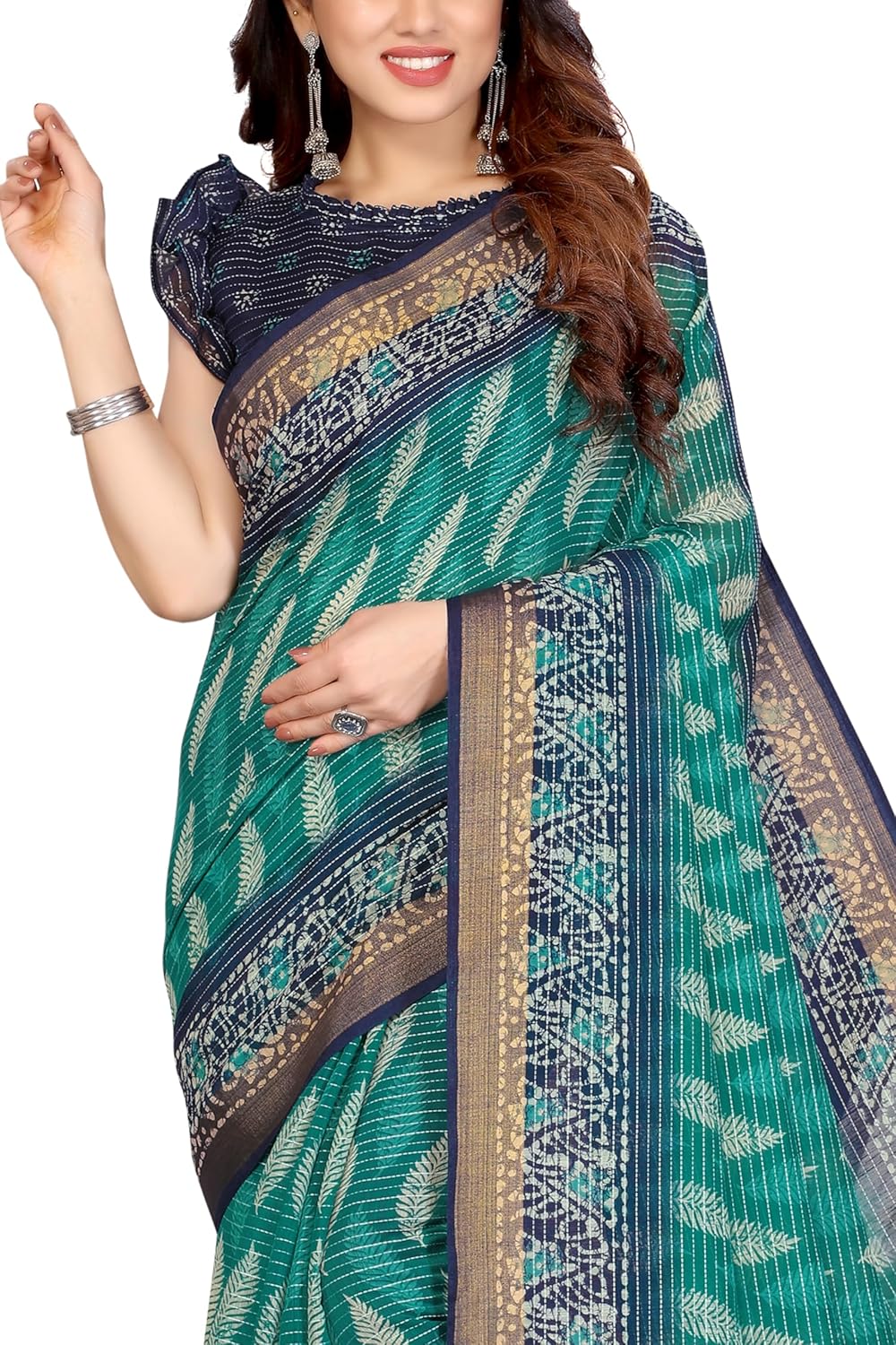 Women's Fancy Cotton  Printed Saree with Blouse Piece