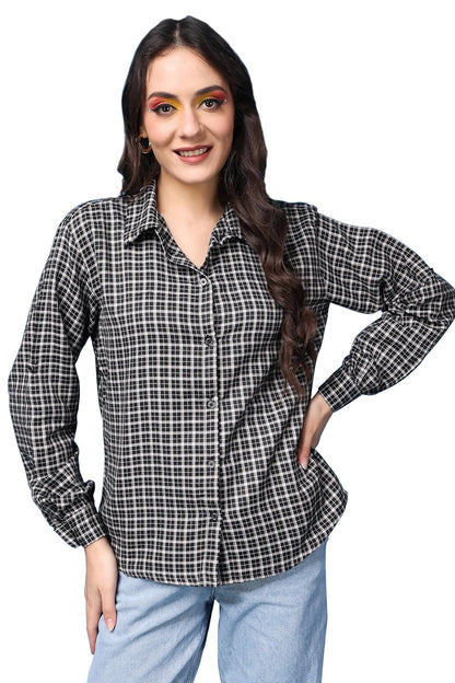 POPWINGS Casual Checks Print Shirt for Women