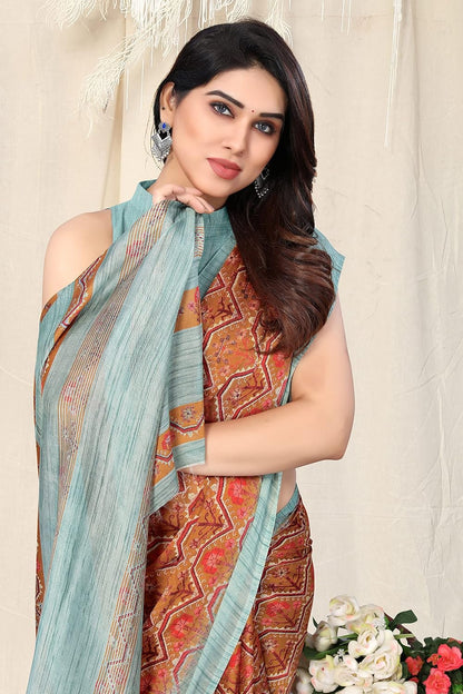 Chiffon Printed Women Saree with Blouse Piece