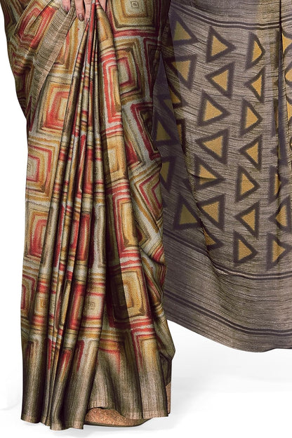 Women's Chiffon Printed Saree with BlousePiece
