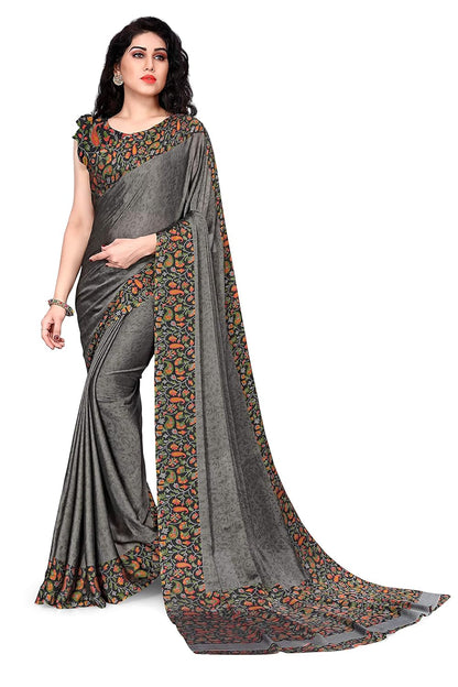 Chiffon Printed Women Saree with Blouse Piece