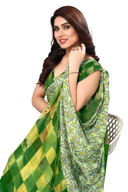 Women's Stylish Chiffon  Print Saree with Blouse Piece