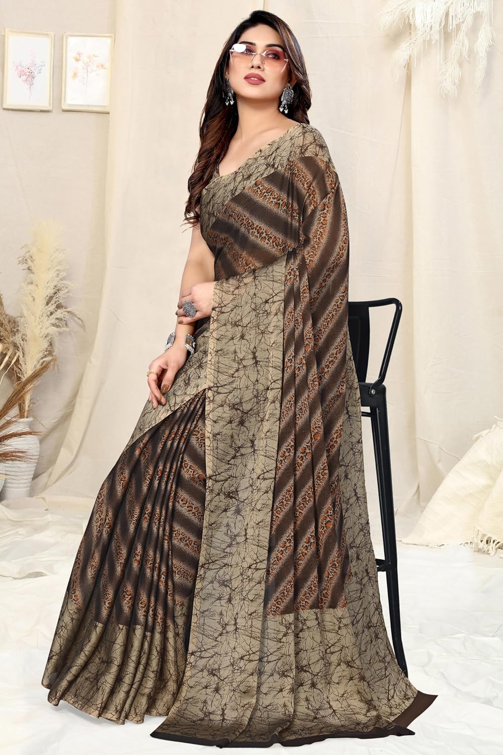 MIRCHI FASHION Women's Saree with Blouse Piece