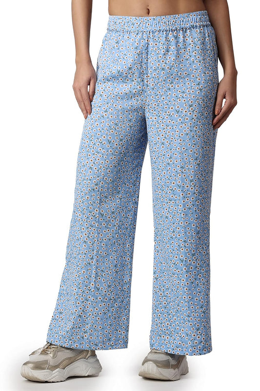 POPWINGS Casual Floral Printed Loose Fit Trousers