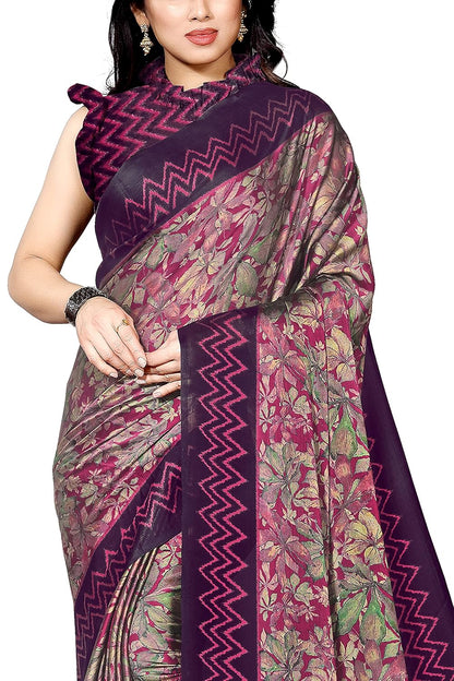 Chiffon Printed Women Saree with Blouse Piece