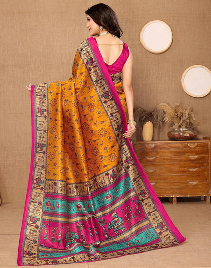Women's Woven Saree with Matching Unstitched Blouse
