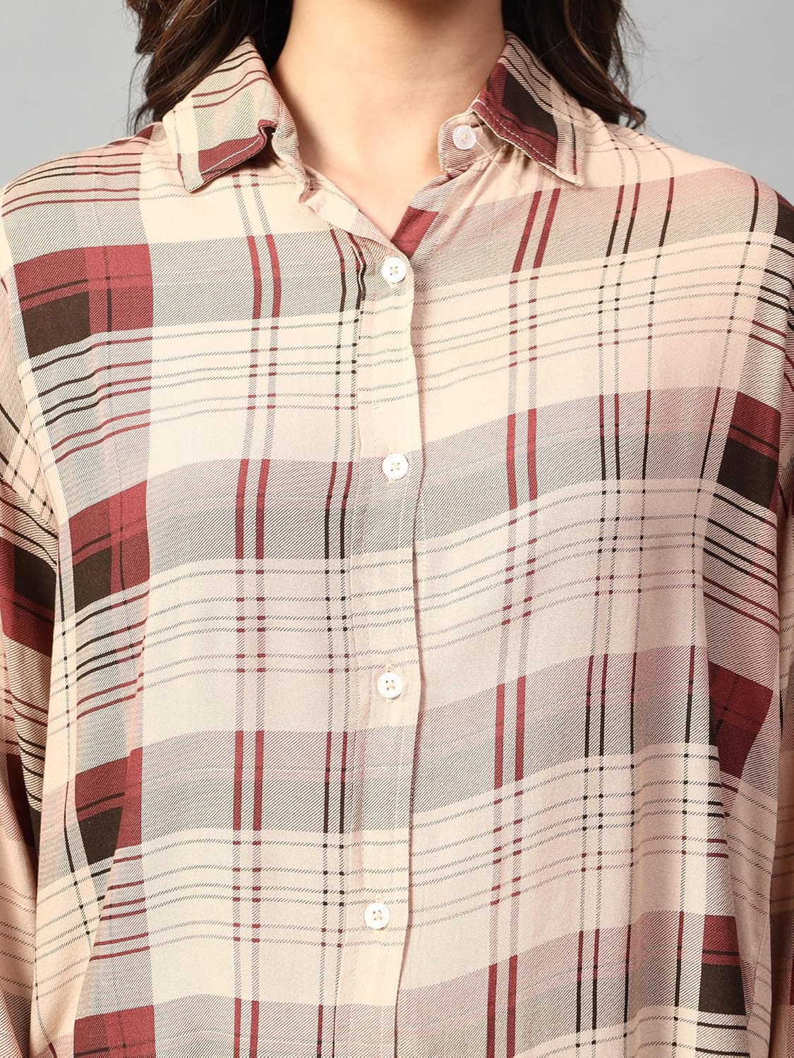 KOTTY Checkered Oversized Fit Womens Shirt