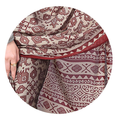 Chiffon Printed Women Saree with Blouse Piece