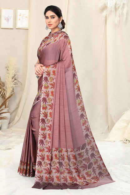 Chiffon Printed Women Saree with Blouse Piece