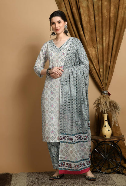 BHOOLFT Cotton Rayon Afghan Floral Print Kurta