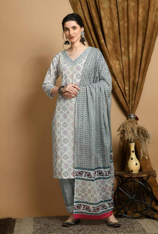 BHOOLFT Cotton Rayon Afghan Floral Print Kurta