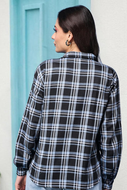 POPWINGS Casual Checks Print Shirt for Women