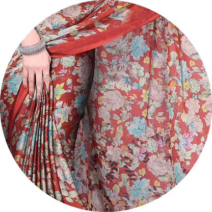 Floral Printed Saree with Blouse Piece