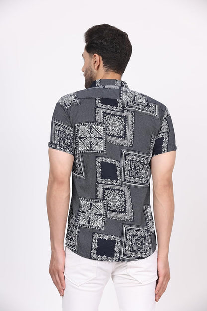 CVC Men's Regular Fit Half Sleeve Printed Shirt