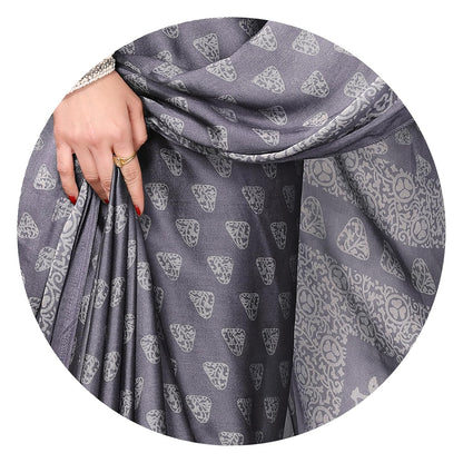 Women's Chiffon Block Printed Saree with Blouse Piece