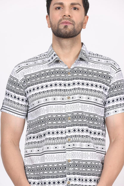 CVC Men's Regular Fit Half Sleeve Printed Shirt