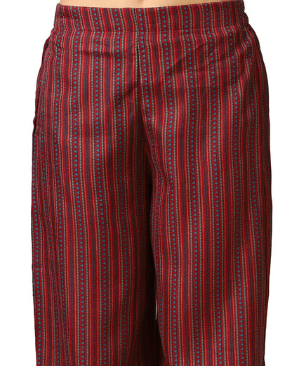 Women's Cotton Blend Printed Straight Kurta with Pant