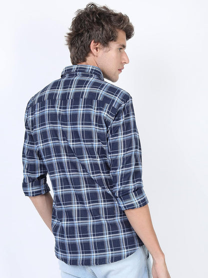 KETCH Men's Polyester Slim Fit Checked Full Sleeve Shirt
