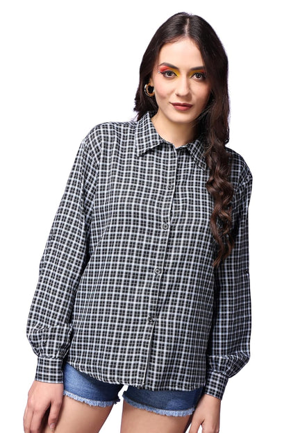 POPWINGS Casual Checks Print Shirt for Women