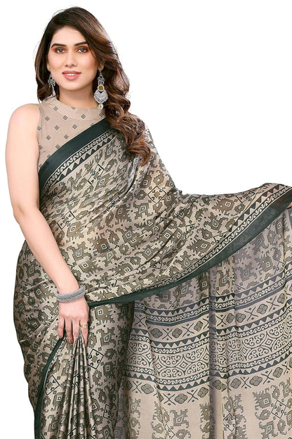 Chiffon Printed Women Saree with Blouse Piece