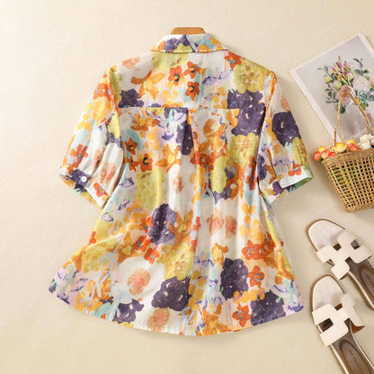 Gufrina Women Mustard Multicolor Floral Print Button