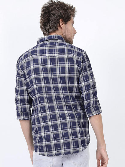 KETCH Men's Polyester Slim Fit Checked Full Sleeve Shirt