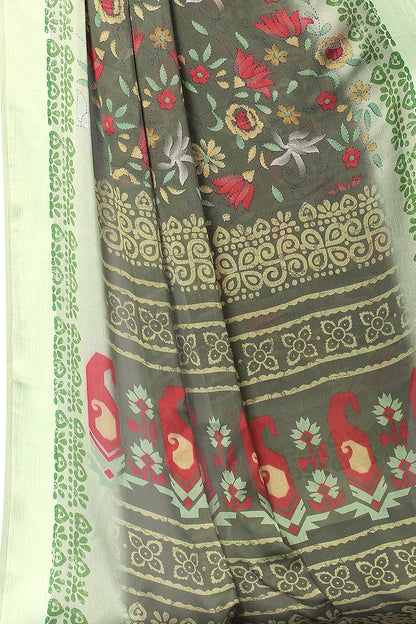 Women's Stylish Chiffon  Print Saree with Blouse Piece