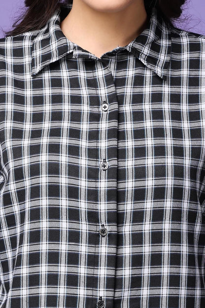 POPWINGS Casual Checks Print Shirt for Women
