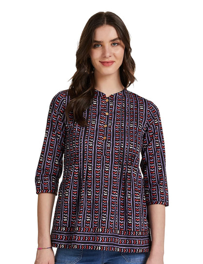 Myx Women's Cotton Printed A-line Short Kurti