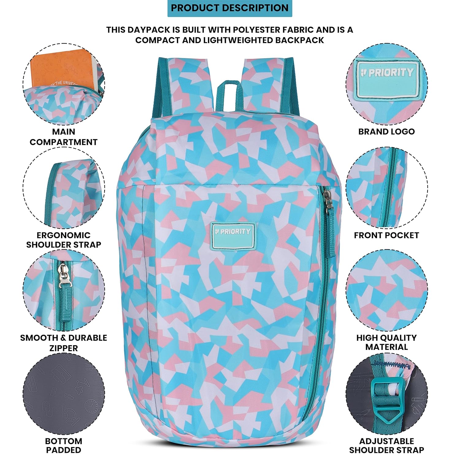 Priority 10 Ltr Trendy Small Casual Day Backpack - alphahostel.in