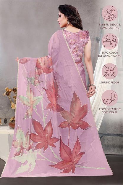 Printed Women's Organza Saree Design with Blouse Piece
