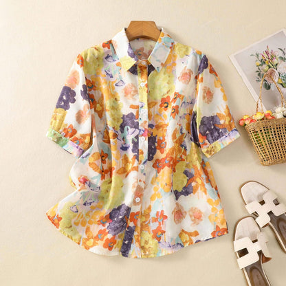 Gufrina Women Mustard Multicolor Floral Print Button