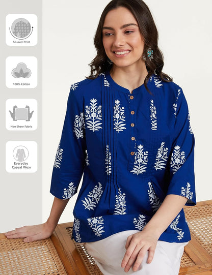Myx Women's Cotton Printed A-line Short Kurti
