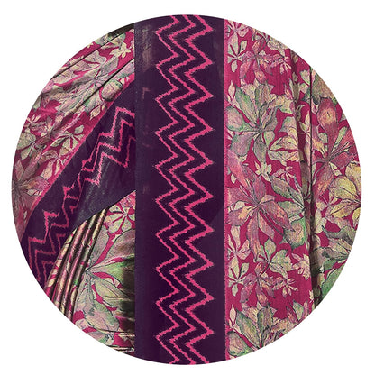 Chiffon Printed Women Saree with Blouse Piece