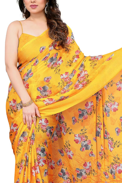 Floral Printed Saree with Blouse Piece