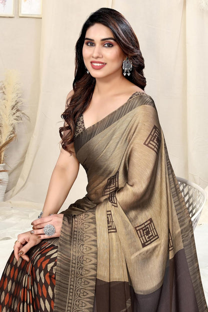 FASHION Women's  Floral Printed Saree with Blouse Piece