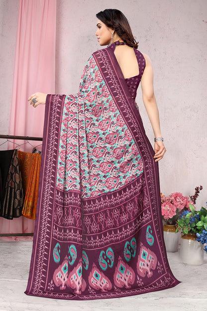 Chiffon Printed Women Saree with Blouse Piece
