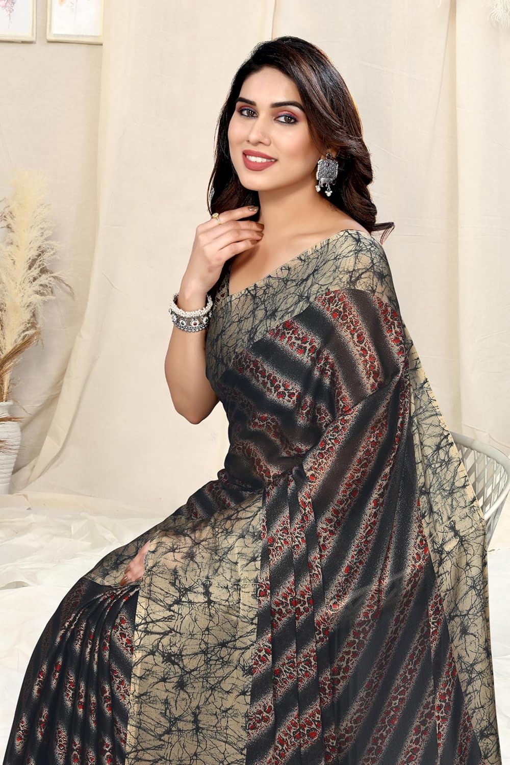 MIRCHI FASHION Women's Saree with Blouse Piece