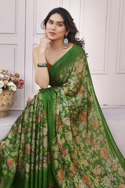 Floral Printed Saree with Blouse Piece