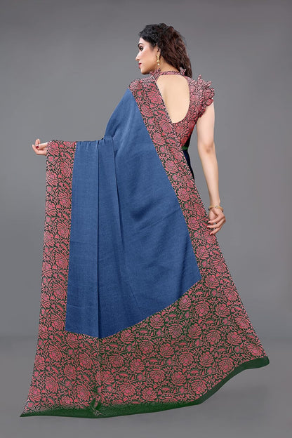 Women's Design  Printed Saree with Blouse Piece