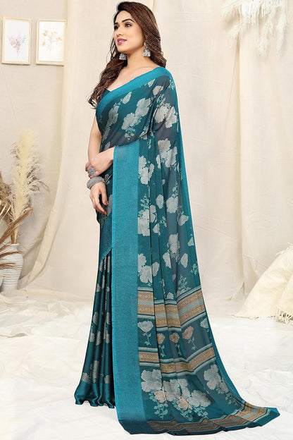 Floral Printed Saree with Blouse Piece