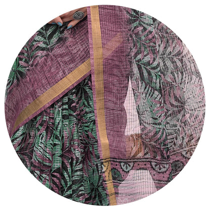 KotaDoriaPolyester Mix Leaf Floral Printed Saree