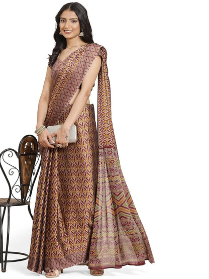 Women's Stylish Chiffon  Print Saree with Blouse Piece