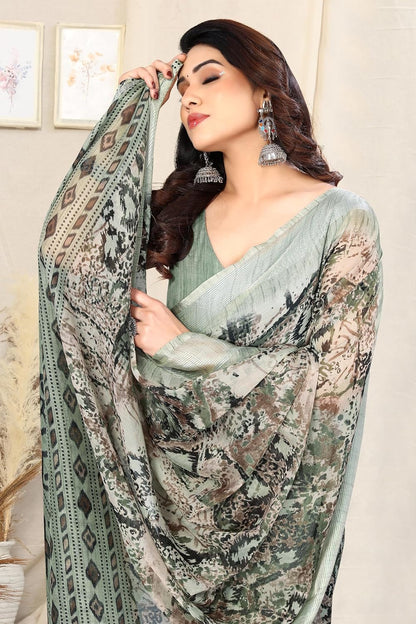 MIRCHI FASHION Women's Saree with Blouse Piece
