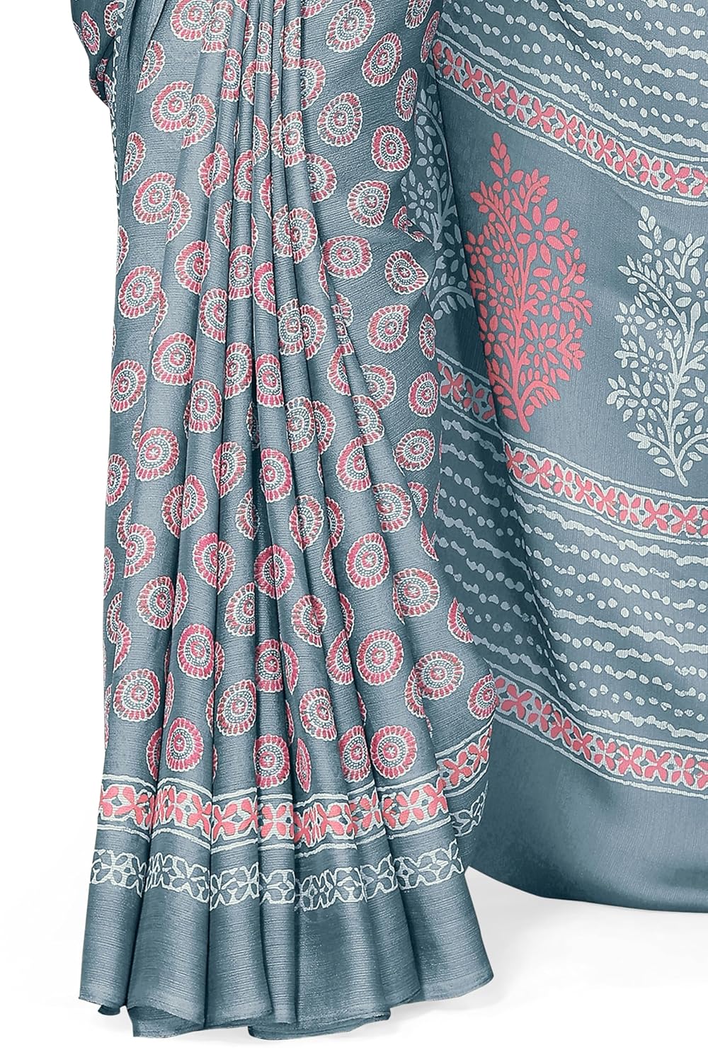 Women's Chiffon Block Printed Saree with Blouse Piece