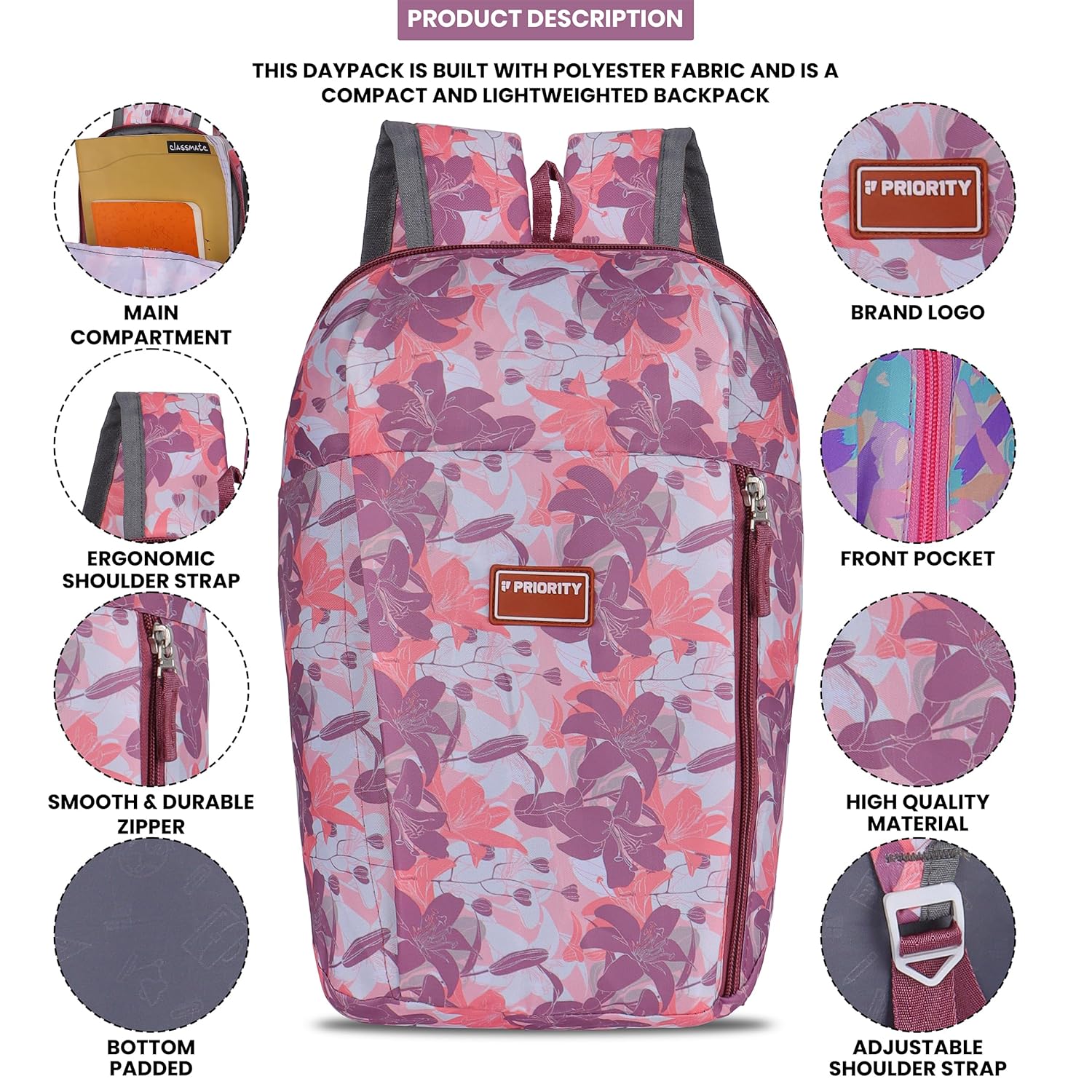 Priority 10 Ltr Trendy Small Casual Day Backpack - alphahostel.in