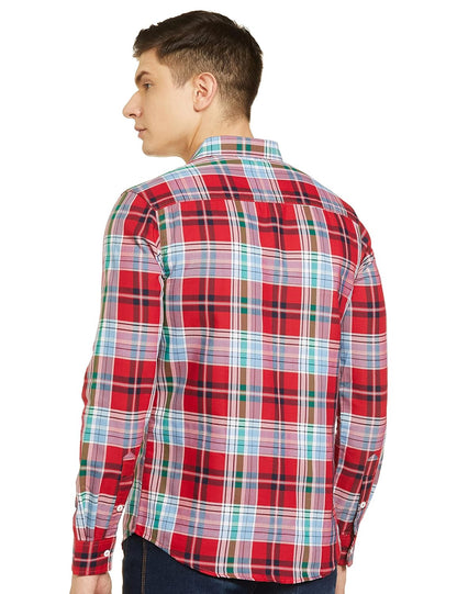 The Indian Garage Co Men's Cotton Slim Fit Checkered