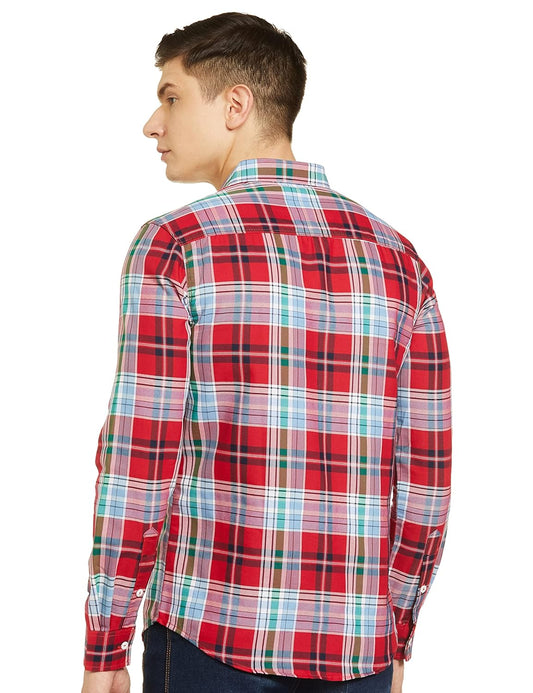 The Indian Garage Co Men's Cotton Slim Fit Checkered