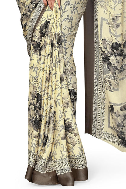 Chiffon Printed Women Saree with Blouse Piece
