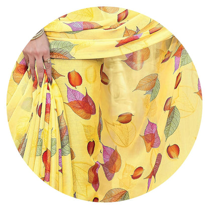 FASHION  Floral Printed Saree with Blouse Piece